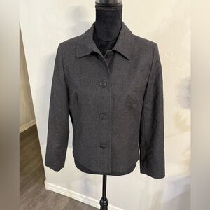 Talbots 100% Wool Blazer Classic Jacket Womens Size 10P Grey Vintage Made In USA